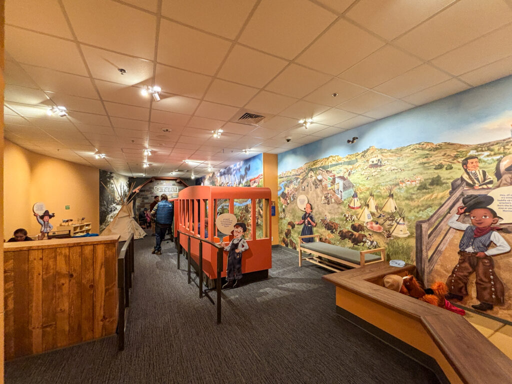 Kids play area at the Montana Heritage Center in Helena, Montana. Excellent exhibits, interactive displays, and learning in Southwest Montana. The entire venue is family friendly and a great option for kids.