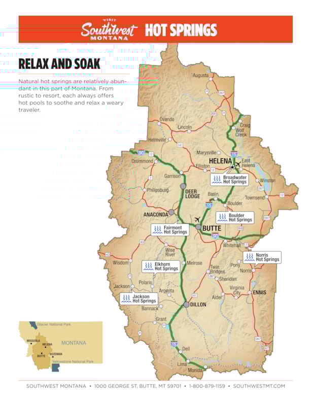Southwest Montana Hot Springs Map