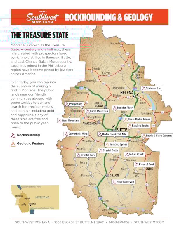 Southwest Montana Rockhounding / Geology Map