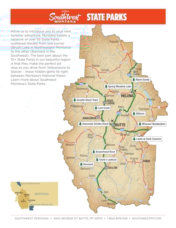 Southwest Montana State Parks Map