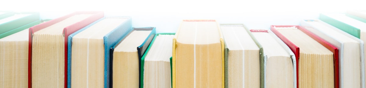 Tops of books stacked together