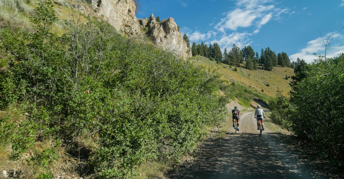 Biking on gravel road