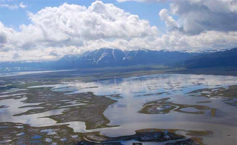 Red Rock Lakes National Wildlife Refuge: Aerial photo of Lower Red Rock Lake Wetlands